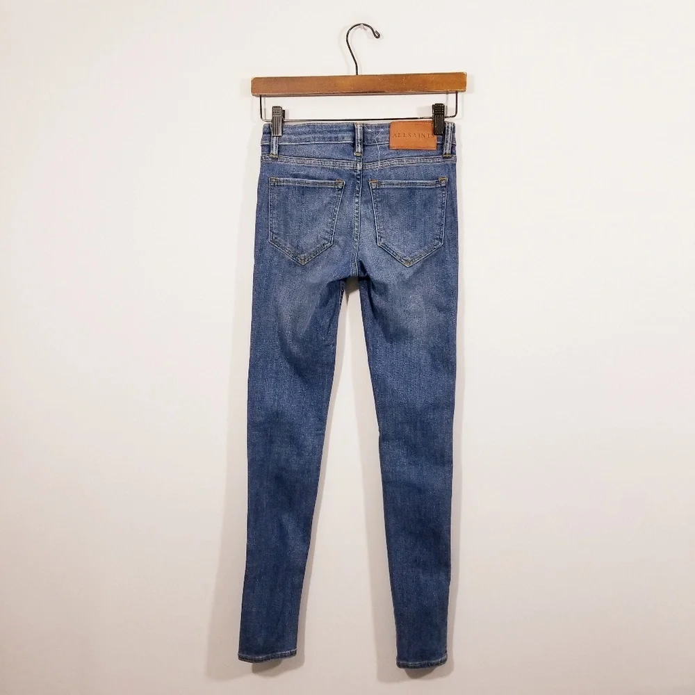 Allsaints Womens Mast Skinny Jeans Blue Sz 25